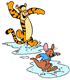 Tigger, Roo jumping in puddles