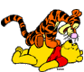Tigger sitting on top of Winnie the Pooh
