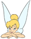Tinker Bell with chin on folded arms