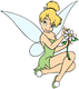 Tinker Bell holding a flower