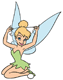 Tinker Bell tying hair with ribbon