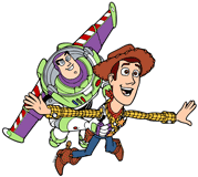 Buzz Lightyear flying with Woody