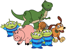 Rex, Hamm and Slinky Dog with Aliens