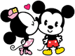 Minnie kissing Mickey
