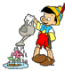 Pinocchio watering flower