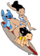 Lilo, Stitch, Nani surfing