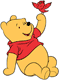 Winnie the Pooh with a bird on his finger