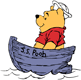 Winnie the Pooh sitting in a boat