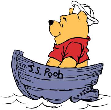 Winnie the Pooh sitting in a boat