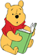 Winnie the Pooh reading a book