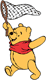 Winnie the Pooh running with a butterfly net