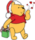 Winnie the Pooh as Santa blowing kisses