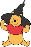 Winnie the Pooh wearing a sorcerer's hat for Halloween