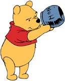 Winnie the Pooh looking into his honeypot