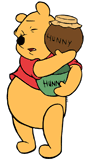 Winnie the Pooh clinging to his honeypots
