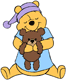 Winnie the Pooh hugging his teddy bear