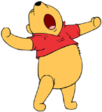 Winnie the Pooh yawning and stretching
