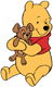 Winnie the Pooh hugging his plush toy