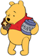 Winnie the Pooh holding honeypots