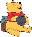 Winnie the Pooh with his hand in the honey pot