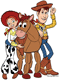 Woody, Jessie and Bullseye hugging
