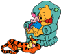 Winnie the Pooh, Tigger, Piglet napping