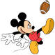 Mickey Mouse kicking a football