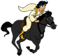Aladdin riding a horse