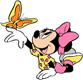 Young Minnie greeting a butterfly