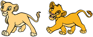 Young Simba following Nala