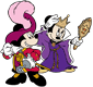 Mickey & Minnie Mouse wearing Halloween costumes