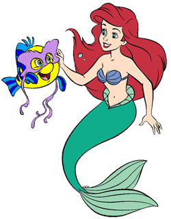 Ariel & Flounder wearing a mask