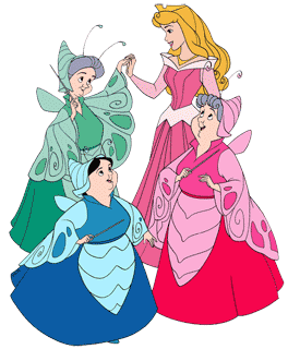 Aurora and the Good Fairies dressed up for Halloween