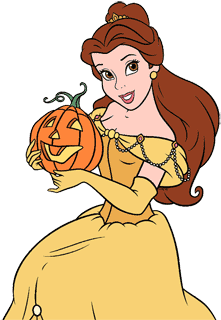 Belle holding a pumpkin
