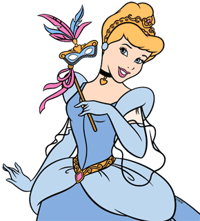 Cinderella holding a Halloween mask