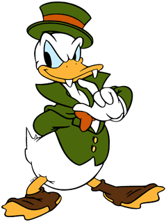 Donald Duck dressed as a vampire
