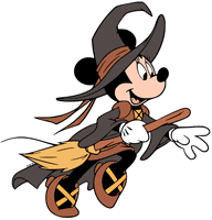 Witch Minnie Mouse on a broom