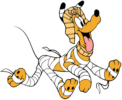 Pluto dressed as a mummy