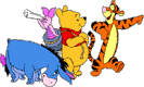 Pooh, Piglet, Eeyore, Tigger on expedition