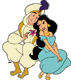 Aladdin, Jasmine sitting side by side