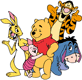 Pooh, Piglet, Tigger, Eeyore, Rabbit