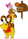 Pooh, Piglet, Tigger playing basketball
