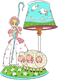 Bo Peep with her sheep and lamp