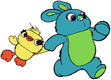 Bunny and Ducky running