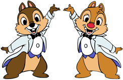 Chip and Dale posing for Disney's 100th anniversary