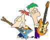 Phineas, Ferb playing electric guitars