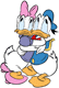 Donald and Daisy Duck holding each other in fear