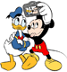 Donald, Mickey taking a picture
