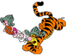 Piglet, Tigger playing football