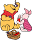 Pooh, Piglet having a pinic